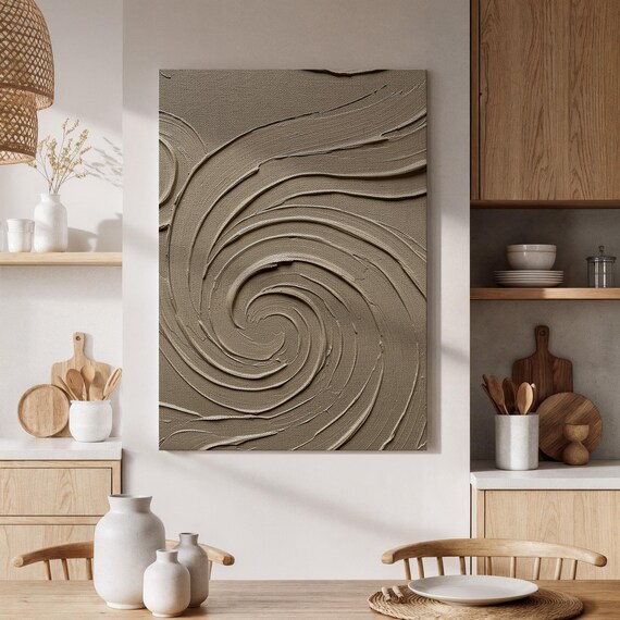 Framed Abstract Spiral Canvas Print Minimalist 3d Texture Art Neutral Tones Wall Decor Modern Home Office Or Living Room Artwork