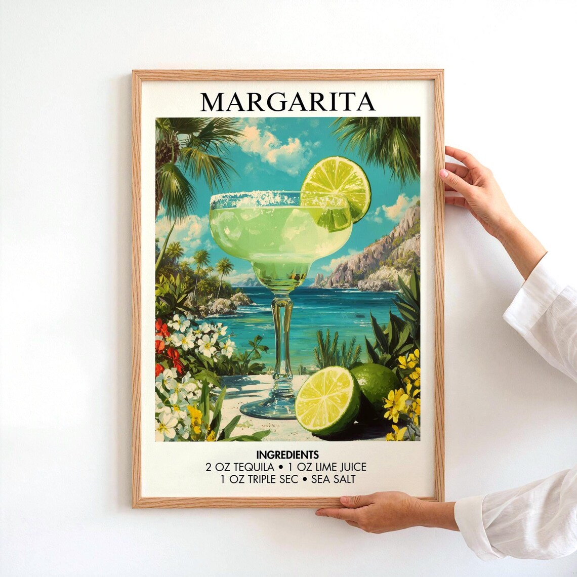 Tropical Margarita Cocktail Recipe Lime Retro Bar Decor Poster