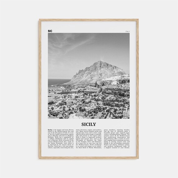 Sicily Black And White Travel Poster, Palermo Catania