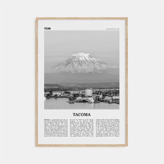 Tacoma Black And White Travel Poster, Washington