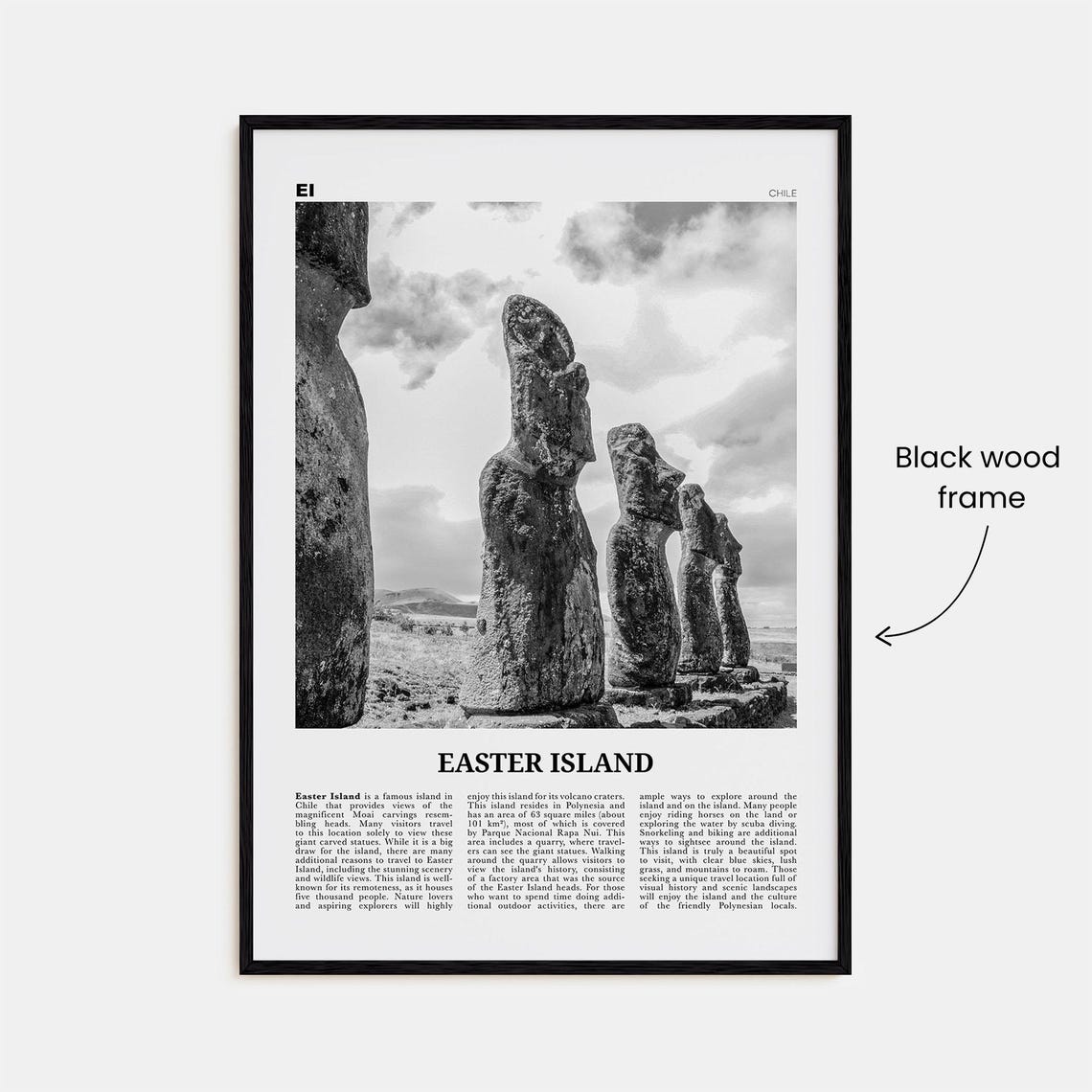 Easter Island Black and White Travel Poster - Image 3