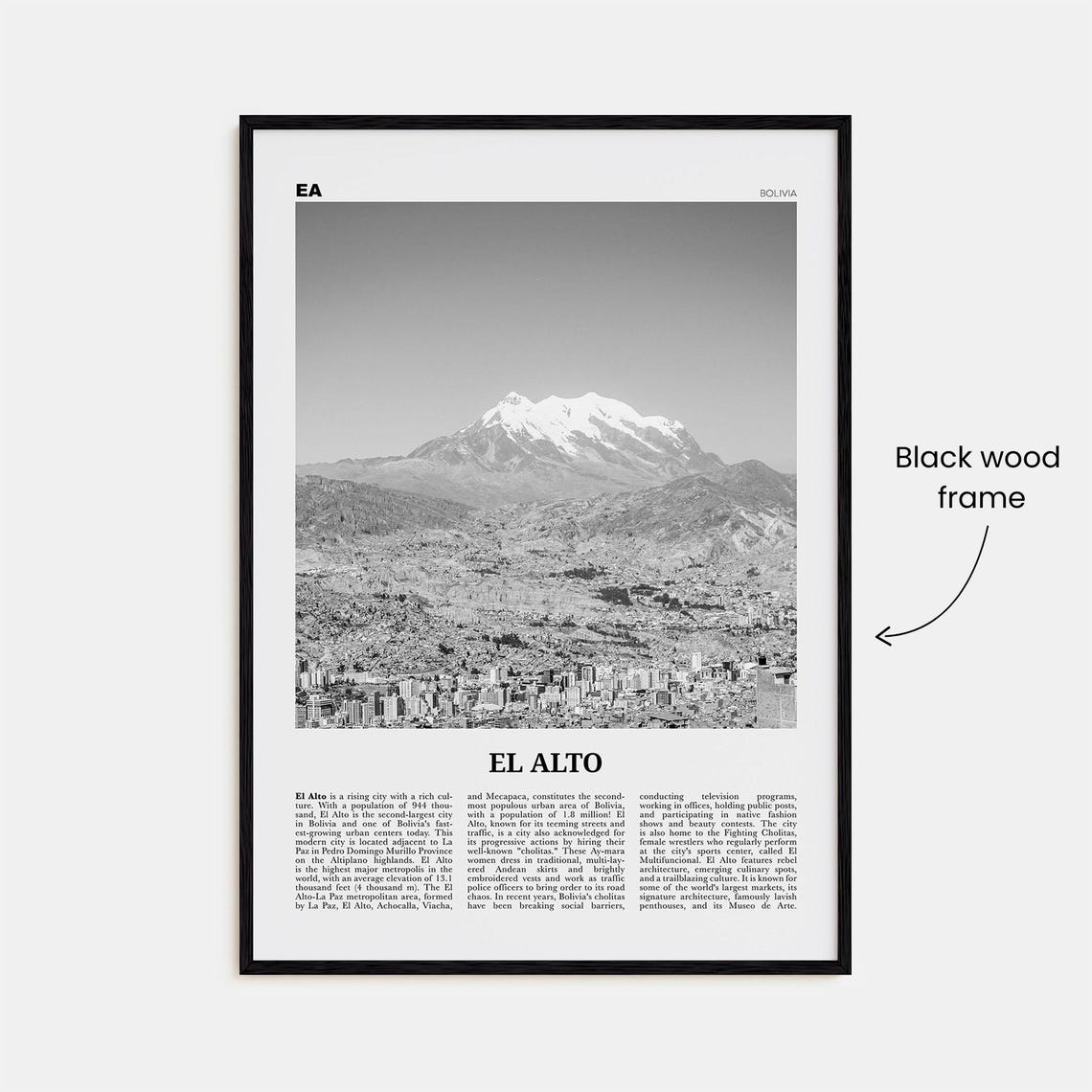 El Alto Print Black And White El Alto Wall Art El Alto Poster El Alto Photo El Alto Wall Decor Bolivia La Paz South America - Image 3