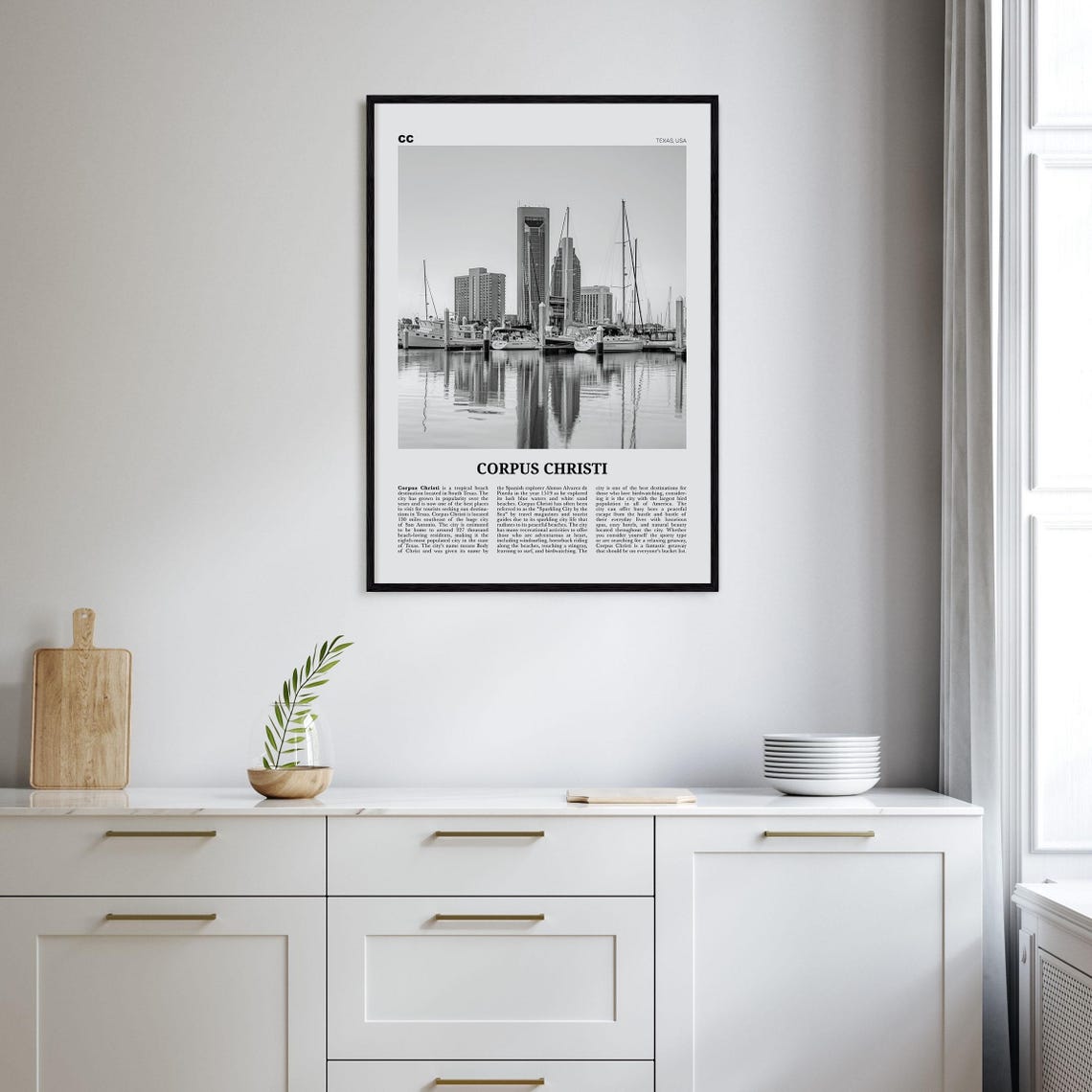 Corpus Christi, Texas Black and White Poster Print - Image 2