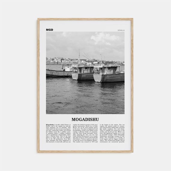 Mogadishu Black and White Travel Poster, Somalia