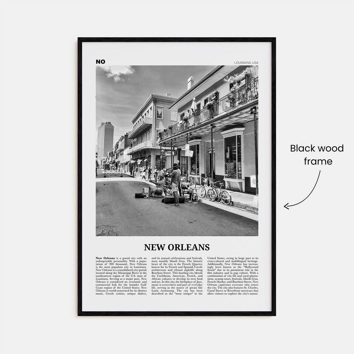 New Orleans Print Black And White No 3 New Orleans Wall Art New Orleans Poster New Orleans Photo Louisiana Usa United States - Image 3