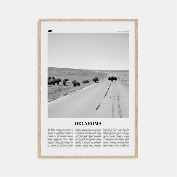 Oklahoma Black and White Travel Poster, United States