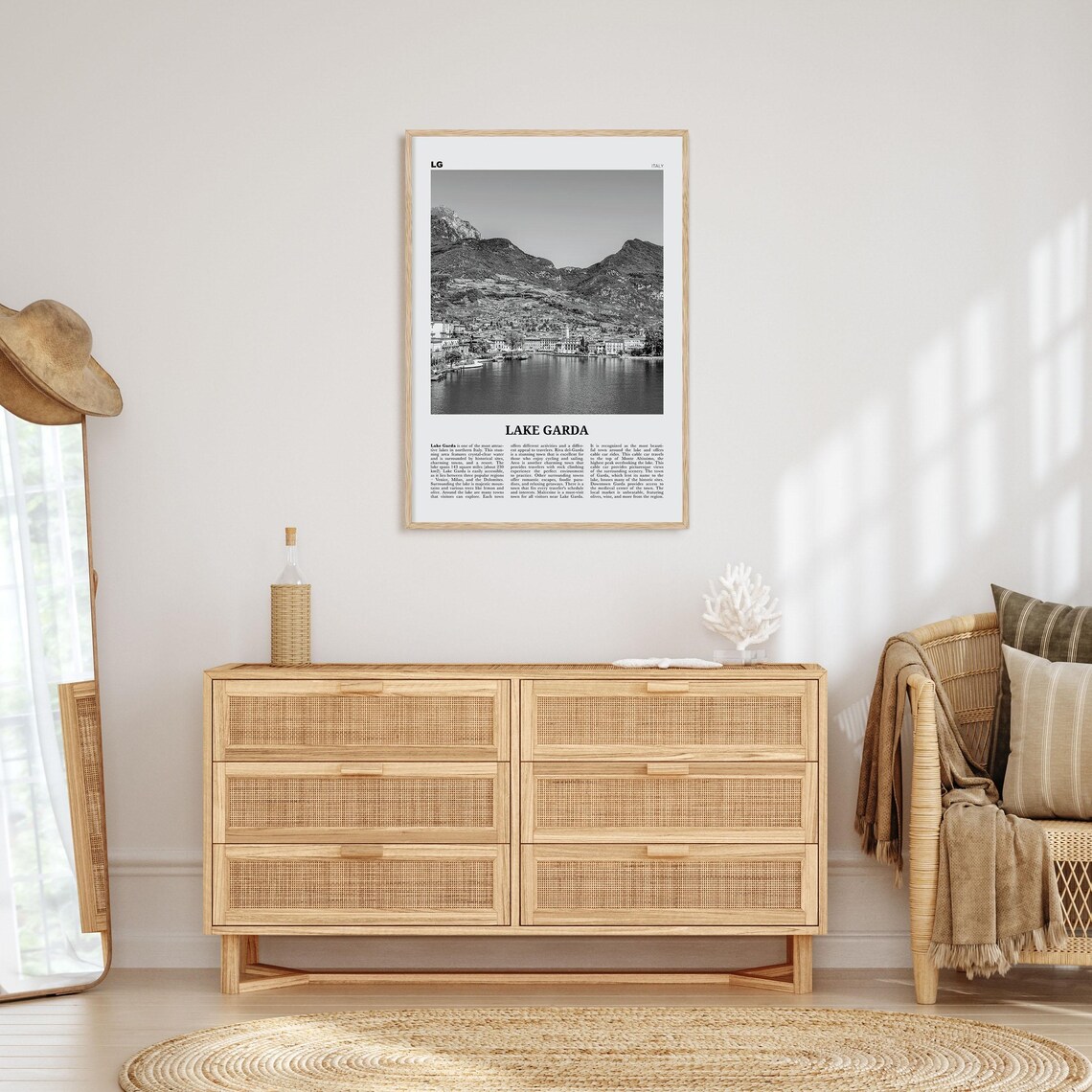 Lake Garda Black and White Map Art Print, Italy - Image 4