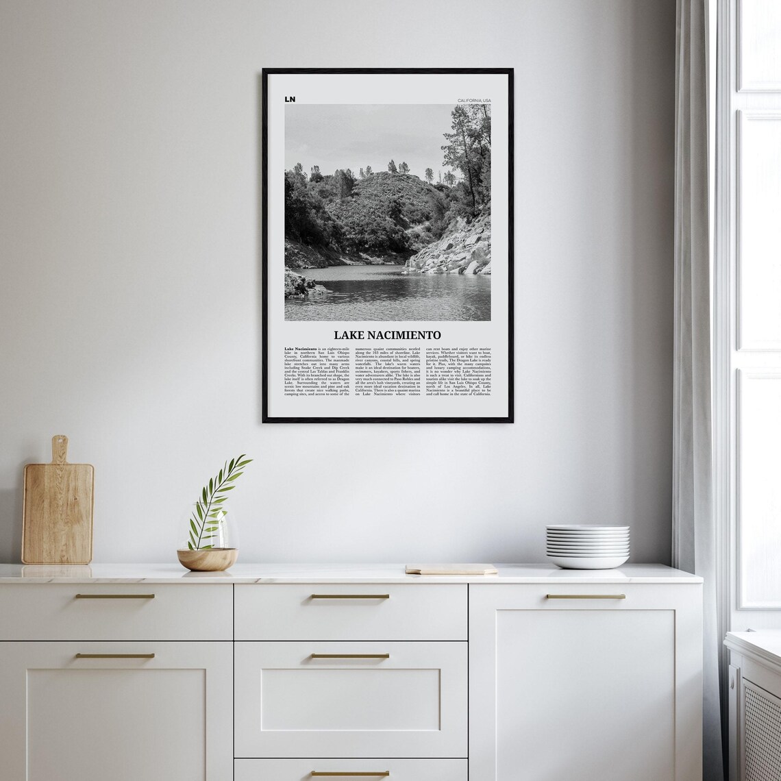 Lake Nacimiento Black And White Wall Art Print - Image 2