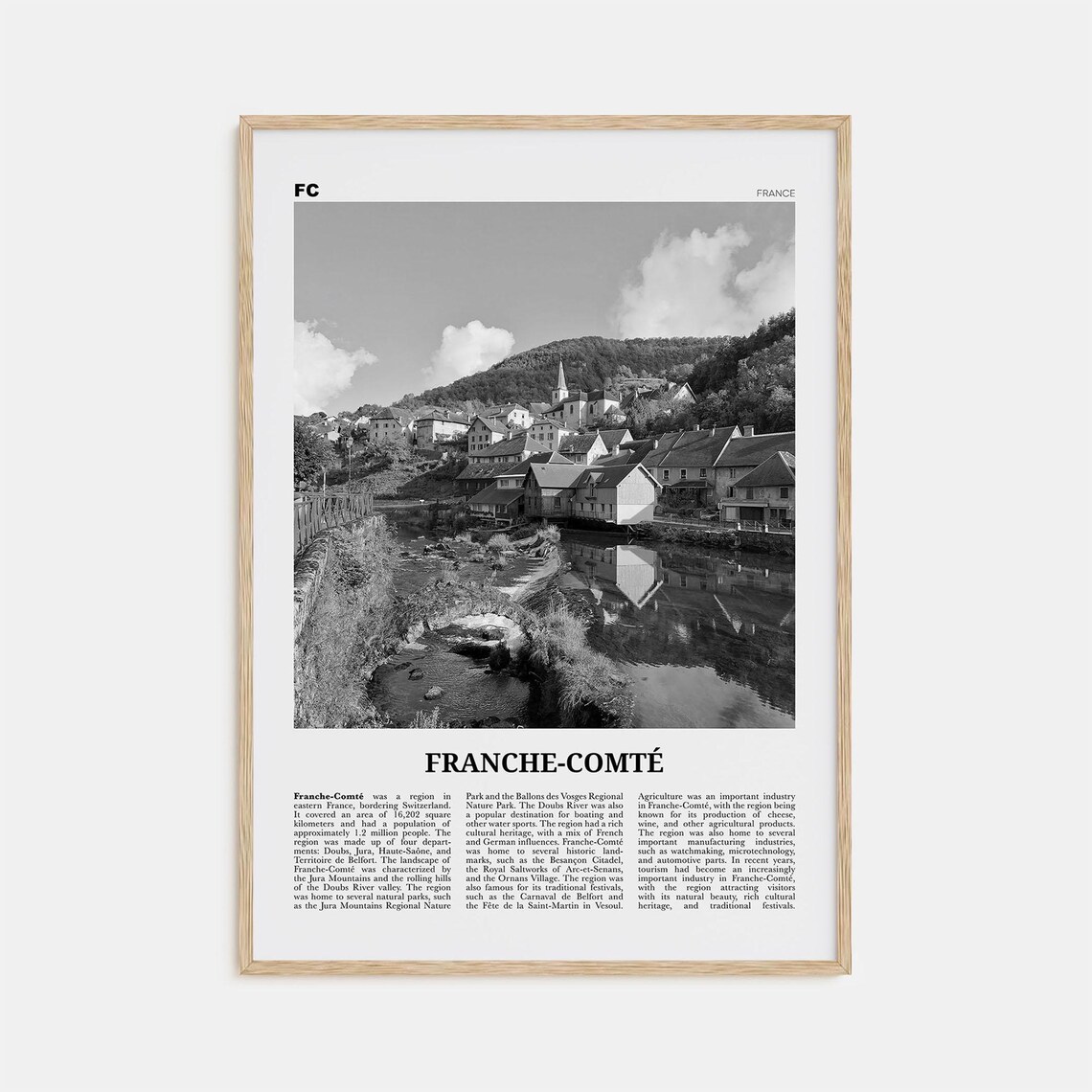 Franche Comte, Black And White Travel Poster