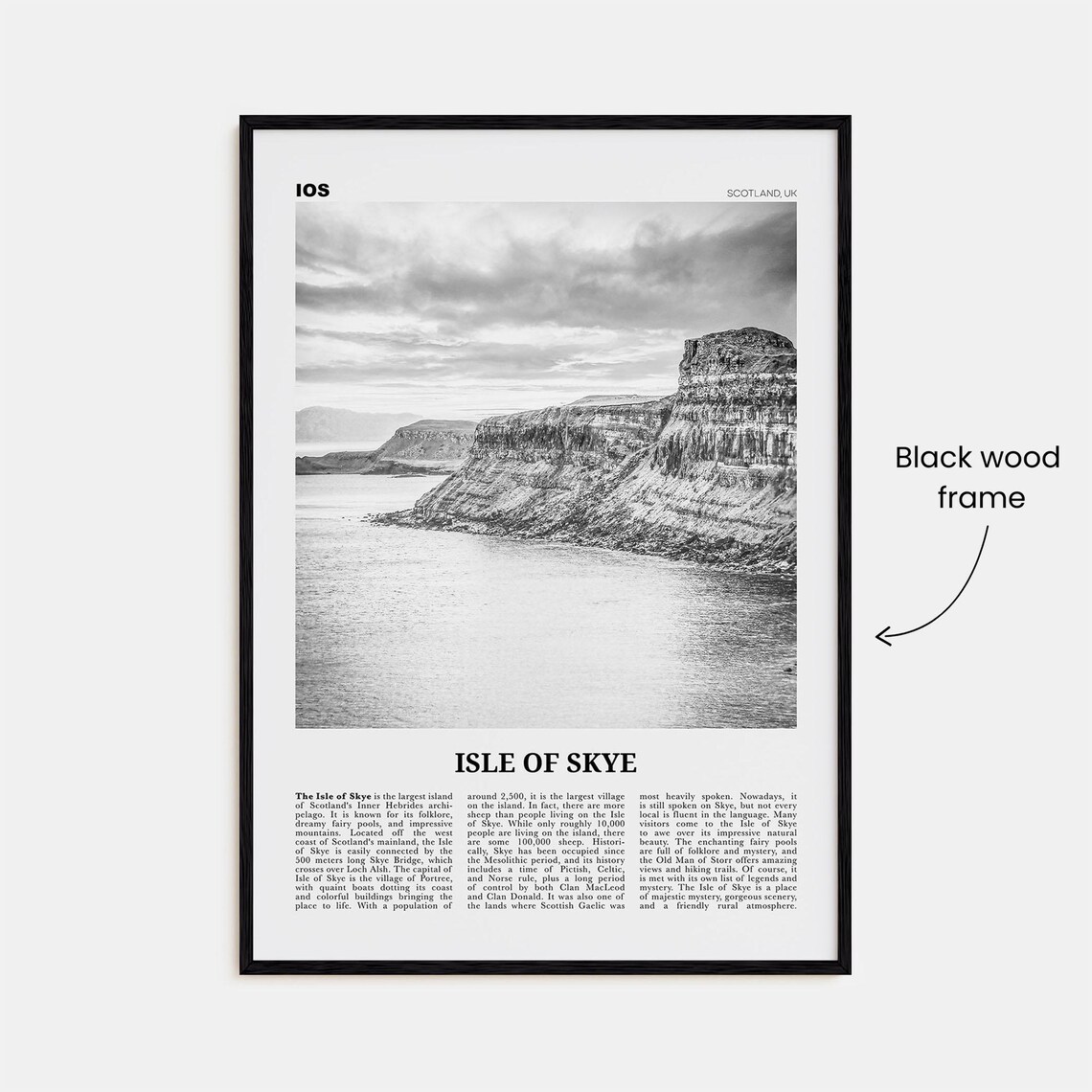 Isle Of Skye Black And White Travel Poster, Scotland - Image 3