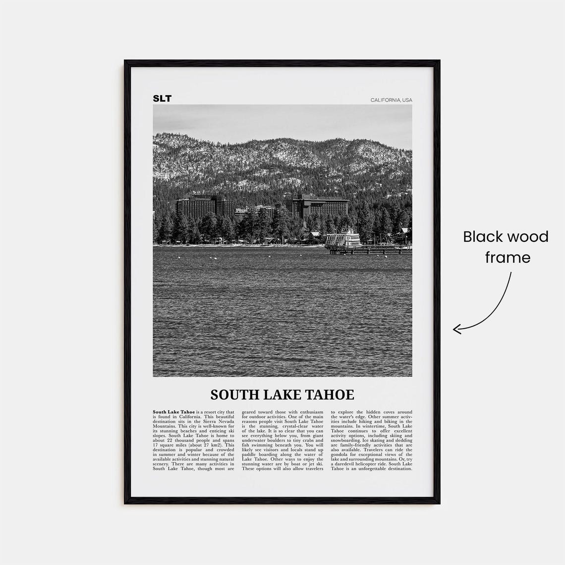 South Lake Tahoe Print Black And White South Lake Tahoe Wall Art South Lake Tahoe Poster South Lake Tahoe Photo California Usa - Image 3