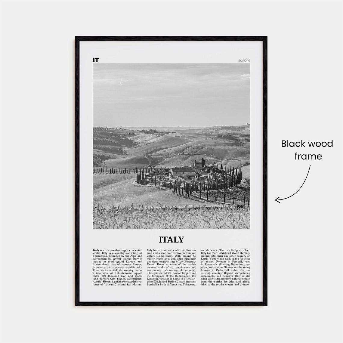 Italy Black And White Travel Poster, Italy Decor - Image 3