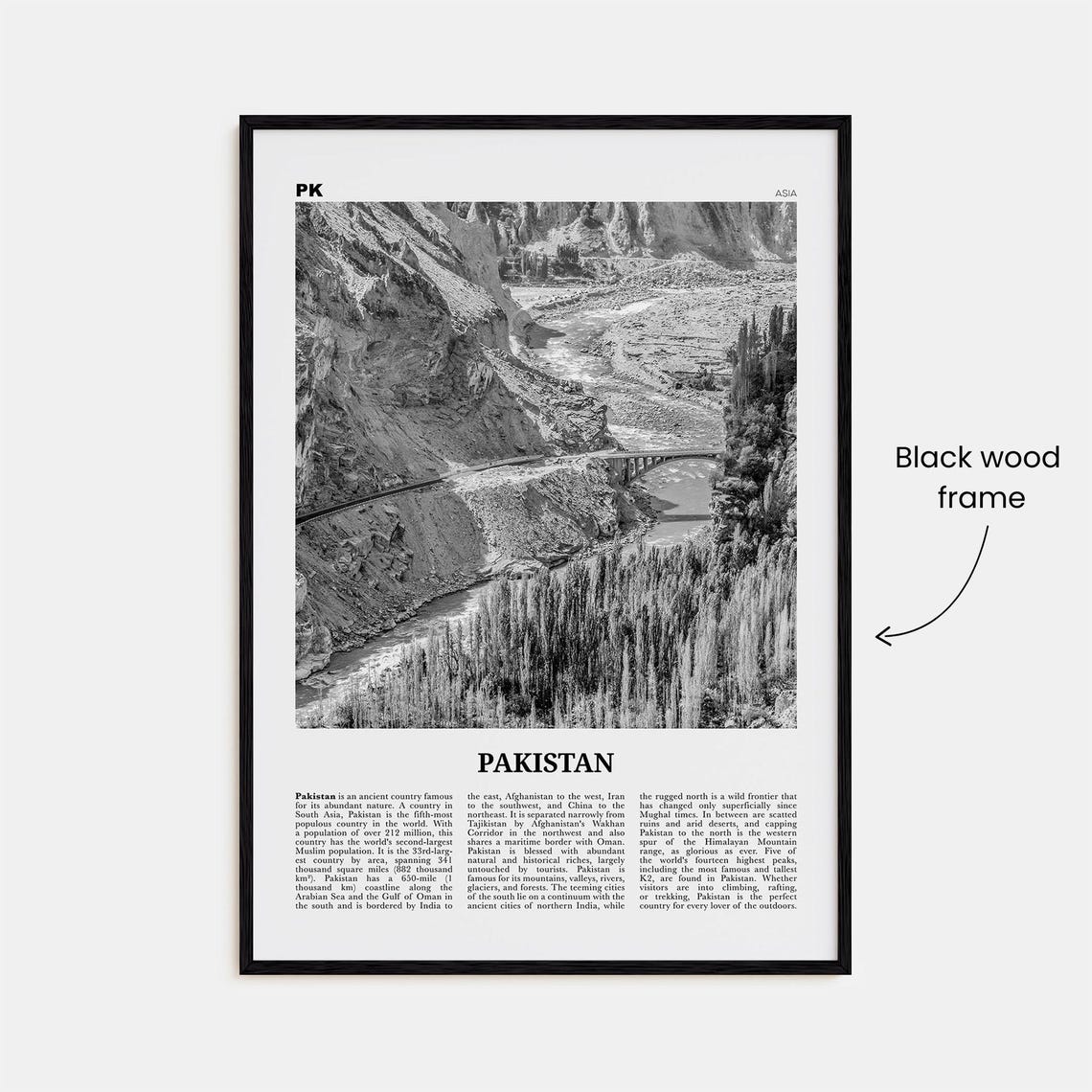 Pakistan Print Black And White No 2 Pakistan Wall Art Pakistan Poster Pakistan Photo Pakistan Wall Decor Pkistn Asia - Image 3