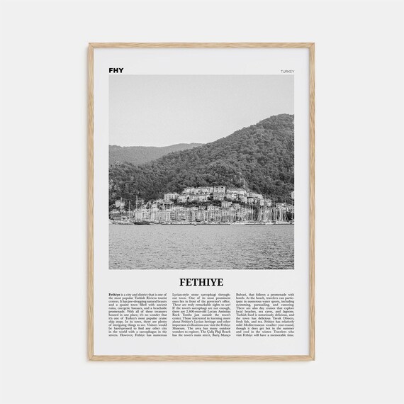 Fethiye Black and White Travel Poster, Turkey