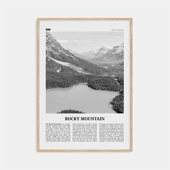 Rocky Mountain Black and White North America Travel Poster