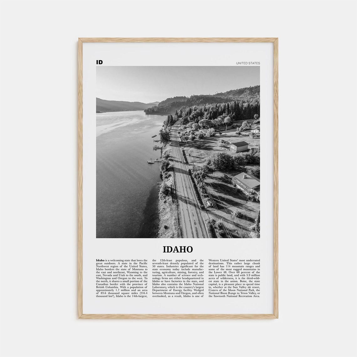 Idaho Print Black And White No 3 Idaho Wall Art Idaho Poster Idaho Photo Idaho Wall Decor Usa State Print Usa United States