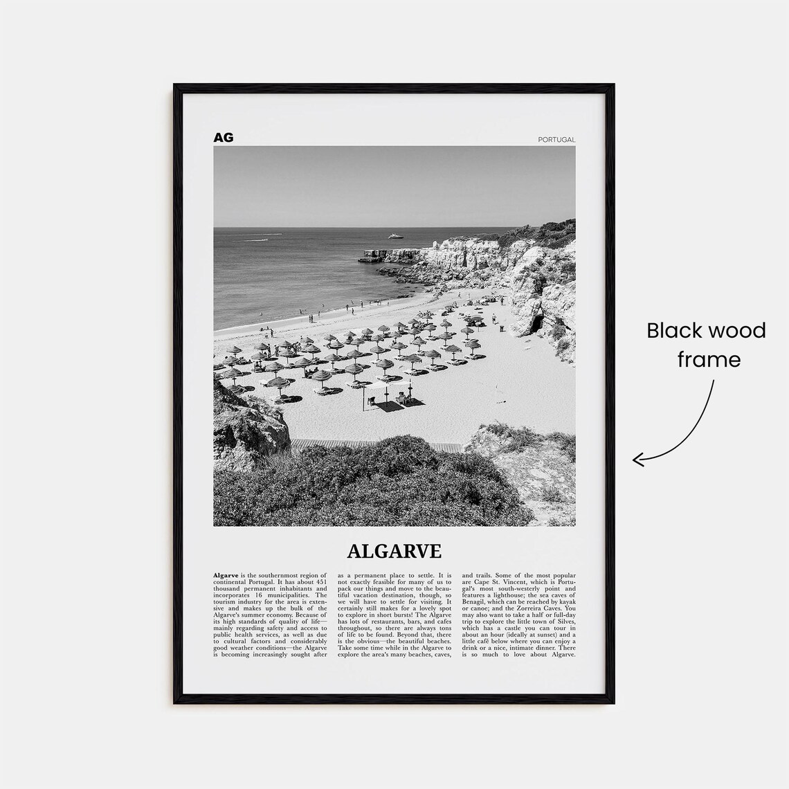 Algarve Black and White Art Print, Distrito De Faro Portugal - Image 3