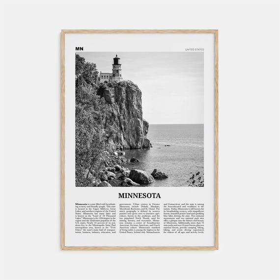 Minnesota Black and White Travel Poster, United States