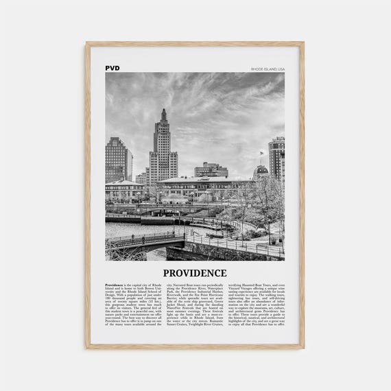 Providence Black and White Travel Poster, Rhode Island