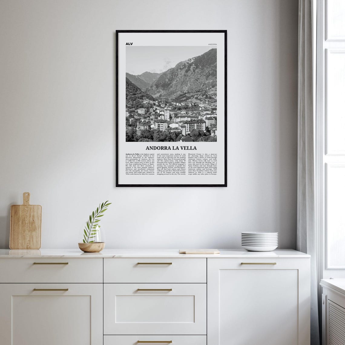 Andorra La Vella Print Black And White Andorra La Vella Wall Art Andorra La Vella Poster Andorra La Vella Photo La Vieja Andorra - Image 2