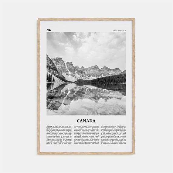 Canada Black And White Travel Poster, North America