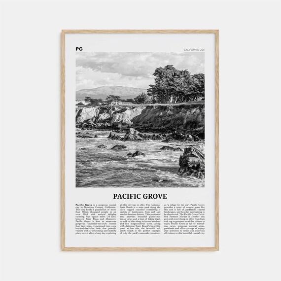 Pacific Grove Black And White California Travel Poster