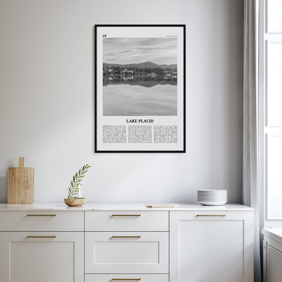 Lake Placid, New York Travel Poster, Black and White - Image 2