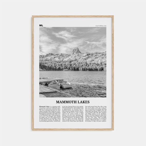 Mammoth Lakes Black and White Travel Poster, California