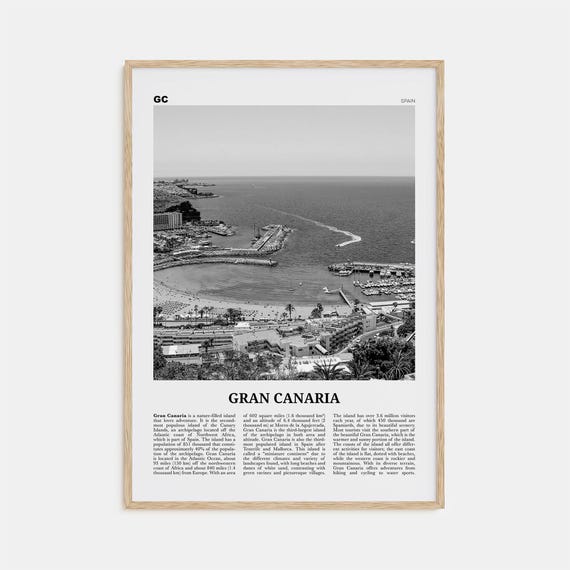 Gran Canaria Black and White Travel Poster Print