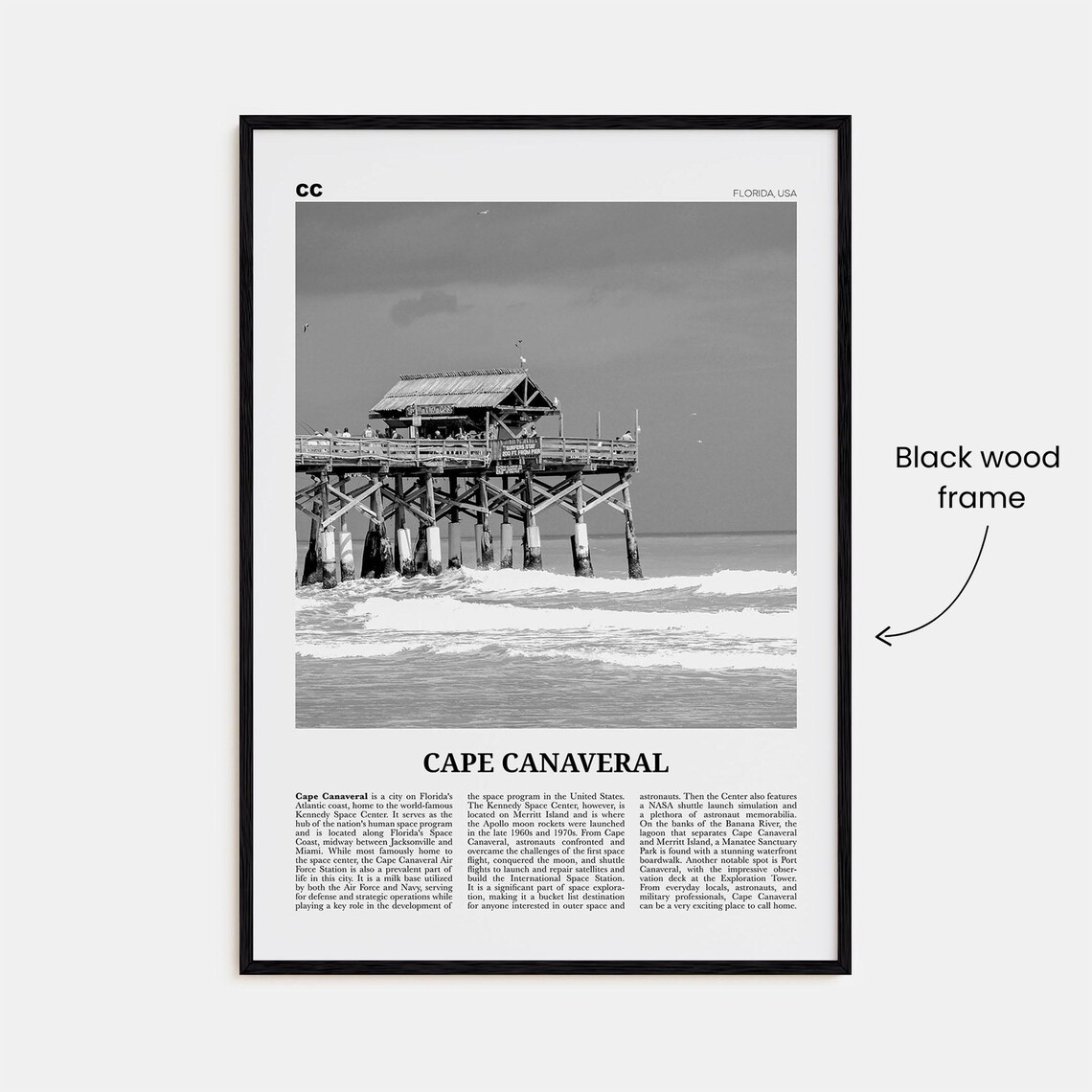Cape Canaveral Print Black And White Cape Canaveral Art Cape Canaveral Poster Cape Canaveral Photo Cape Canaveral Dcor Cape Canaveral - Image 3