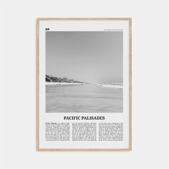 Pacific Palisades Black And White Travel Poster