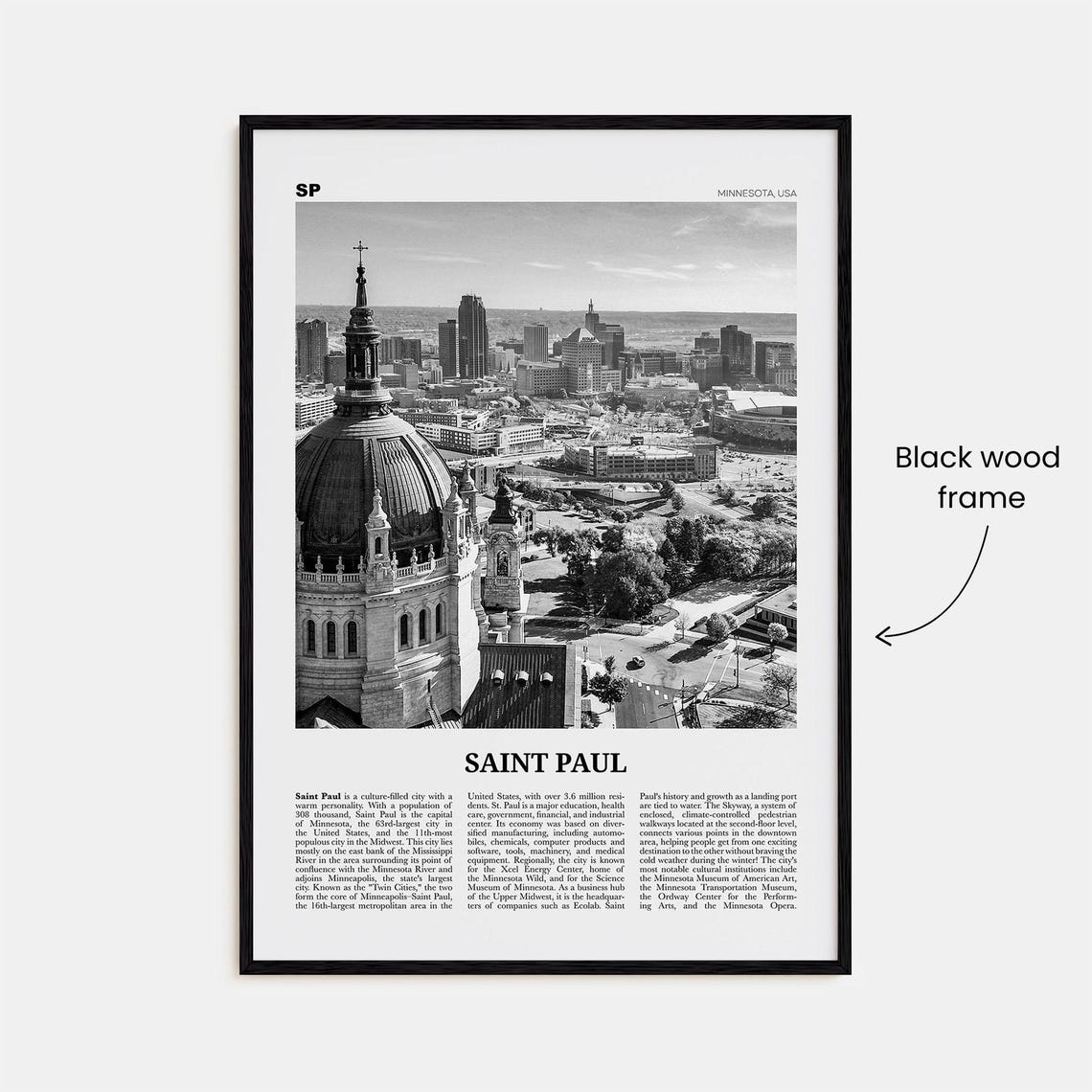 Saint Paul Black And White Travel Poster, Minnesota - Image 3