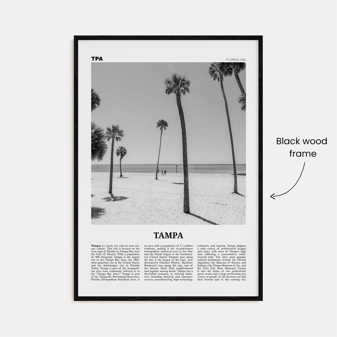 Tampa Print Black And White No 2 Tampa Wall Art Tampa Poster Tampa Photo Tampa Wall Decor Florida Usa United States North America - Image 3