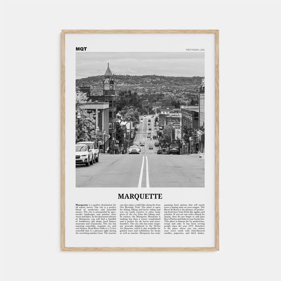 Marquette Black and White Travel Poster, Michigan