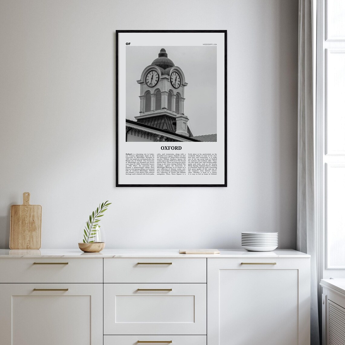 Oxford, Mississippi Black and White Travel Poster - Image 2