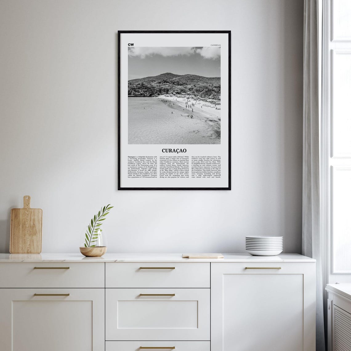 Curacao Black and White Travel Poster, Willemstad - Image 2