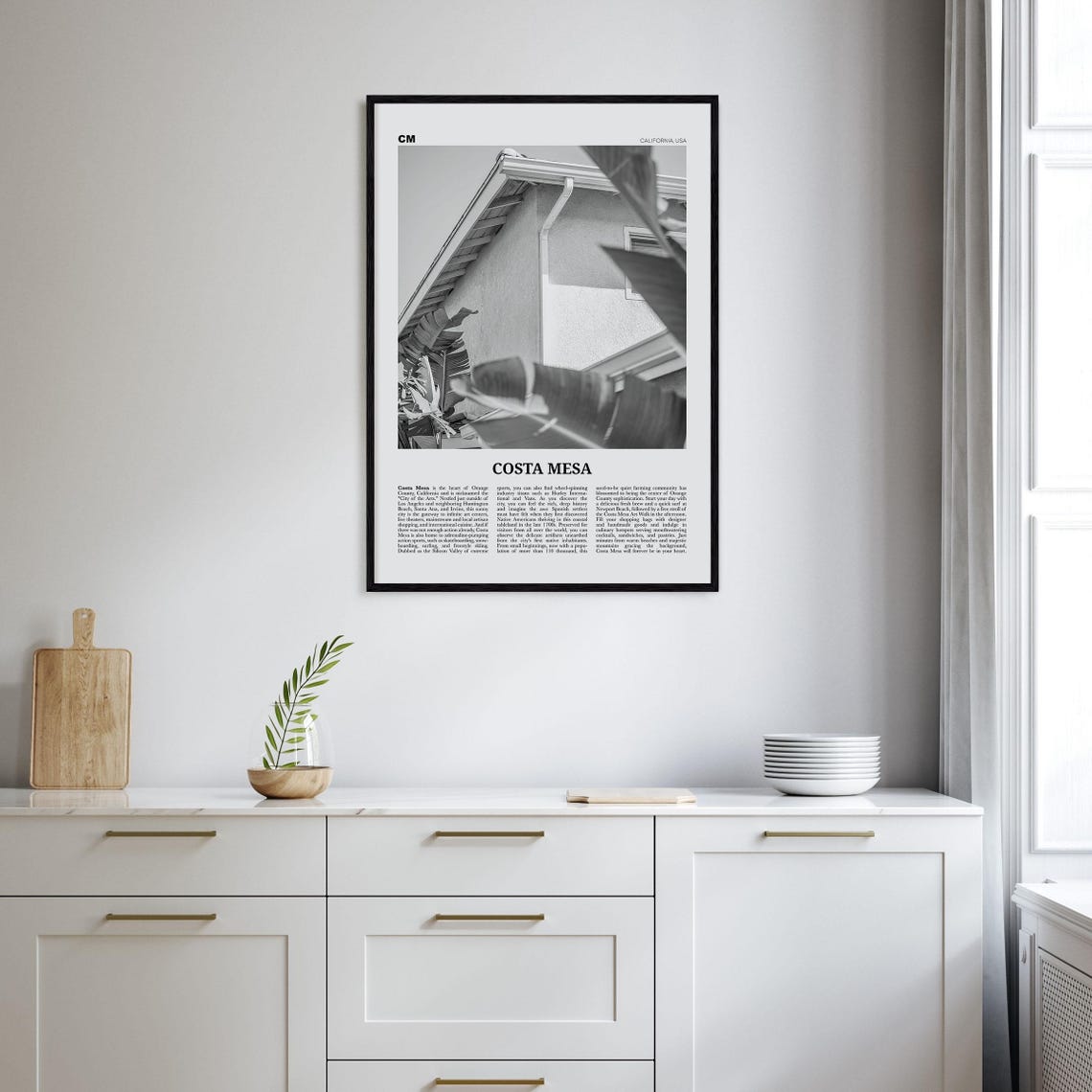 Costa Mesa Black and White Travel Poster, California - Image 2