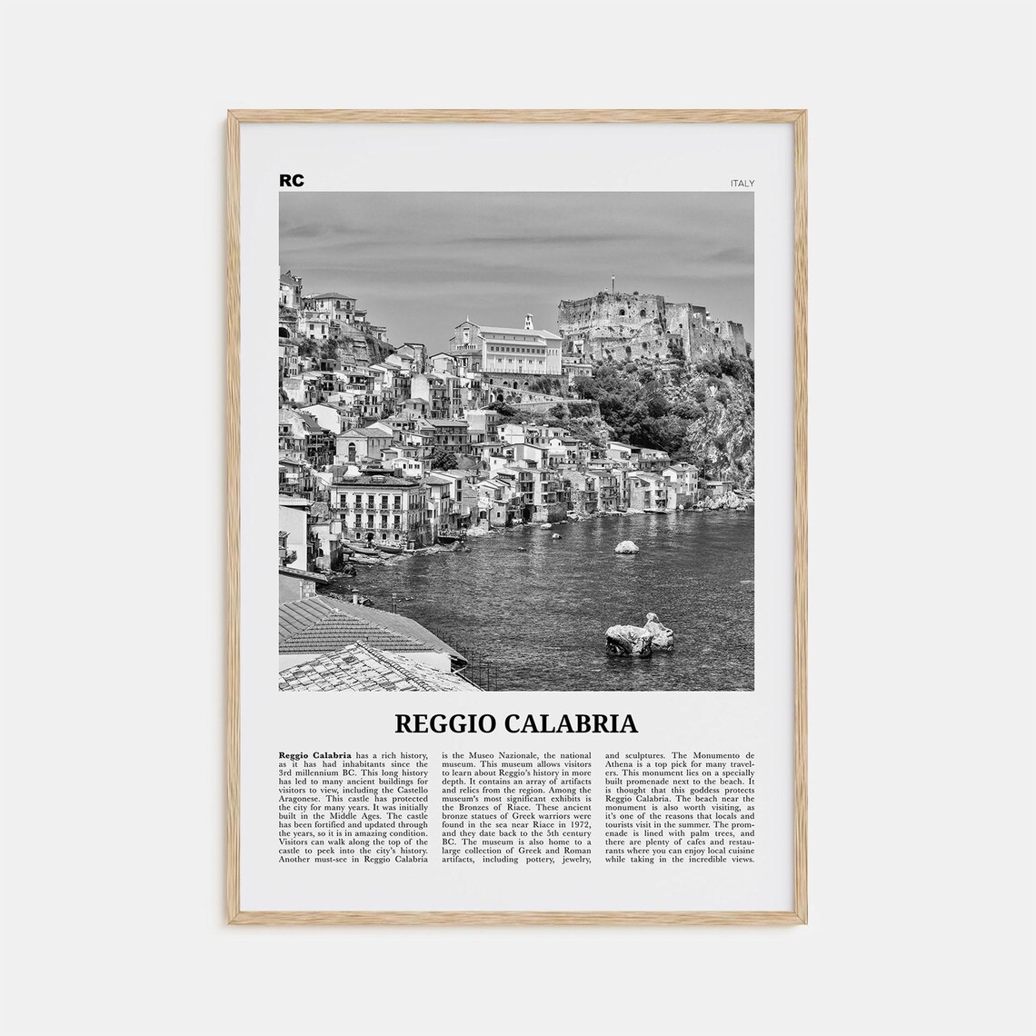 Reggio Calabria Black And White Travel Poster