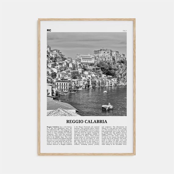 Reggio Calabria Black And White Travel Poster