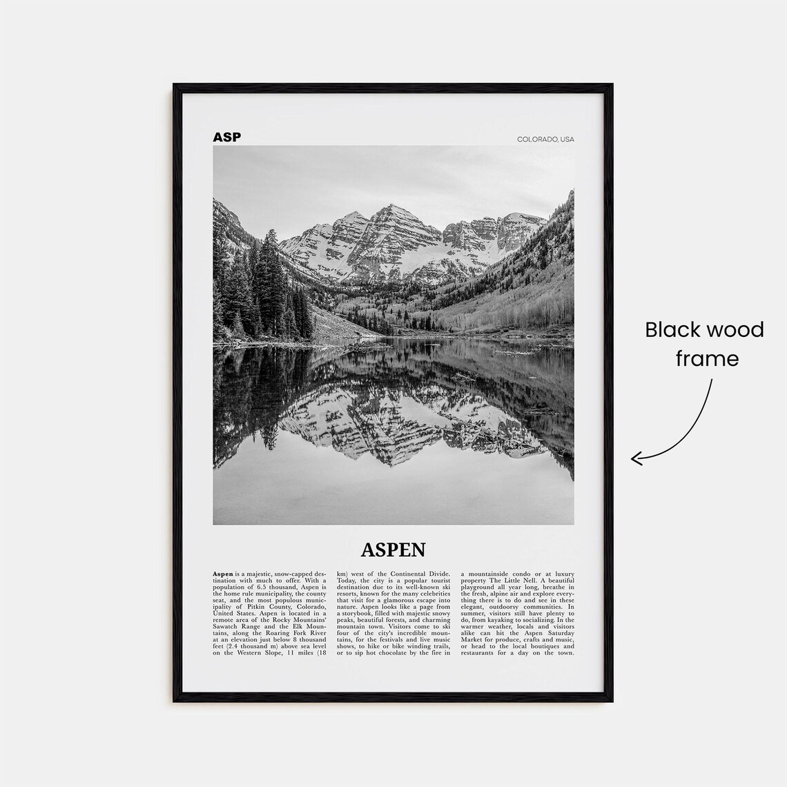 Aspen Black and White Travel Poster, Colorado USA - Image 3
