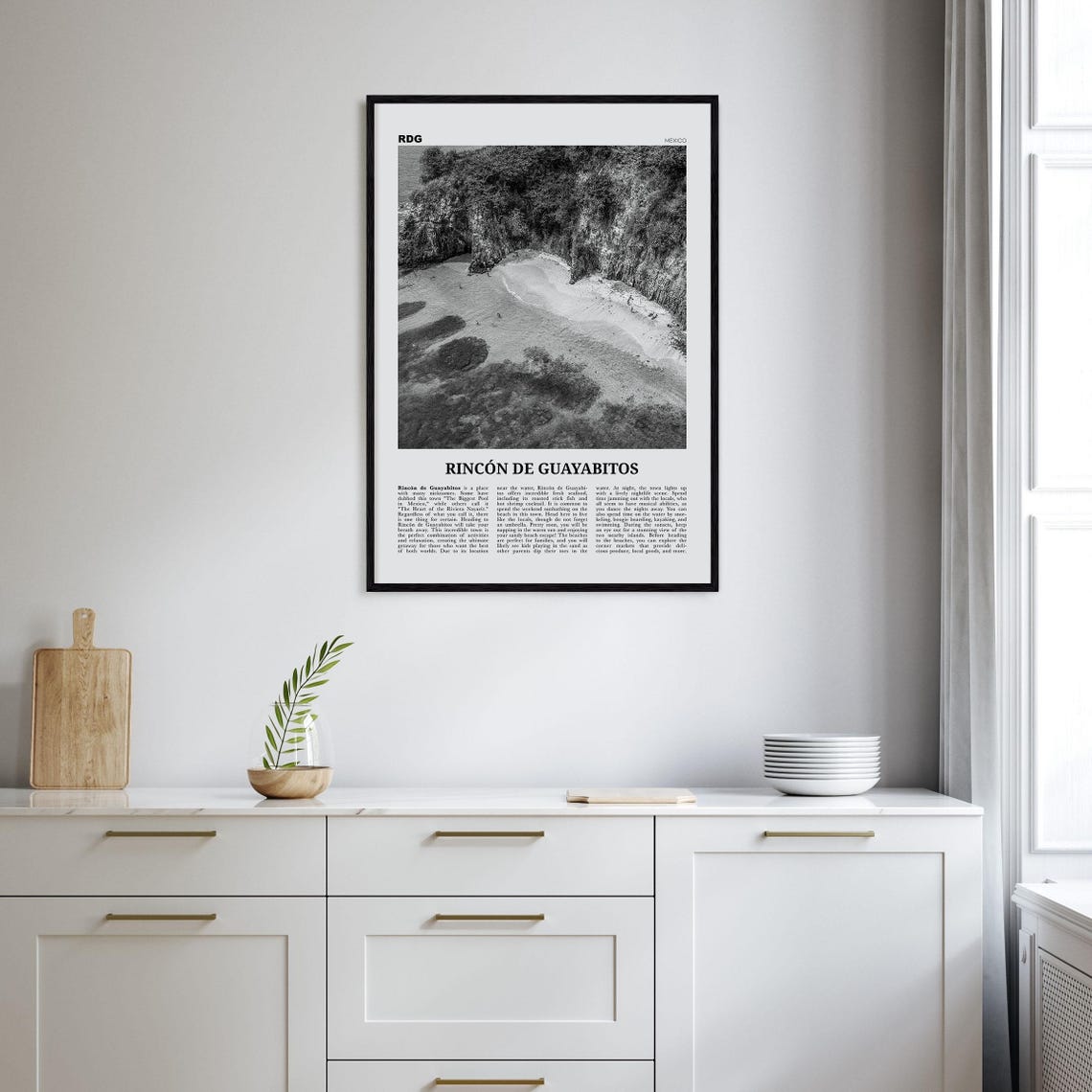 Rincon De Guayabitos Black and White Travel Poster - Image 2
