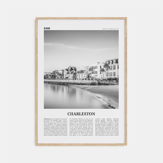 Charleston, South Carolina Black and White Travel Poster