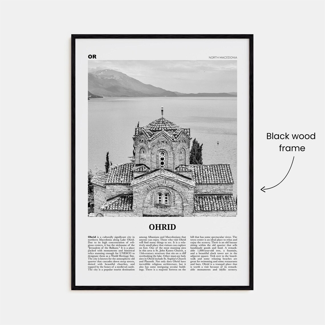 Ohrid Black and White Travel Poster, North Macedonia - Image 3