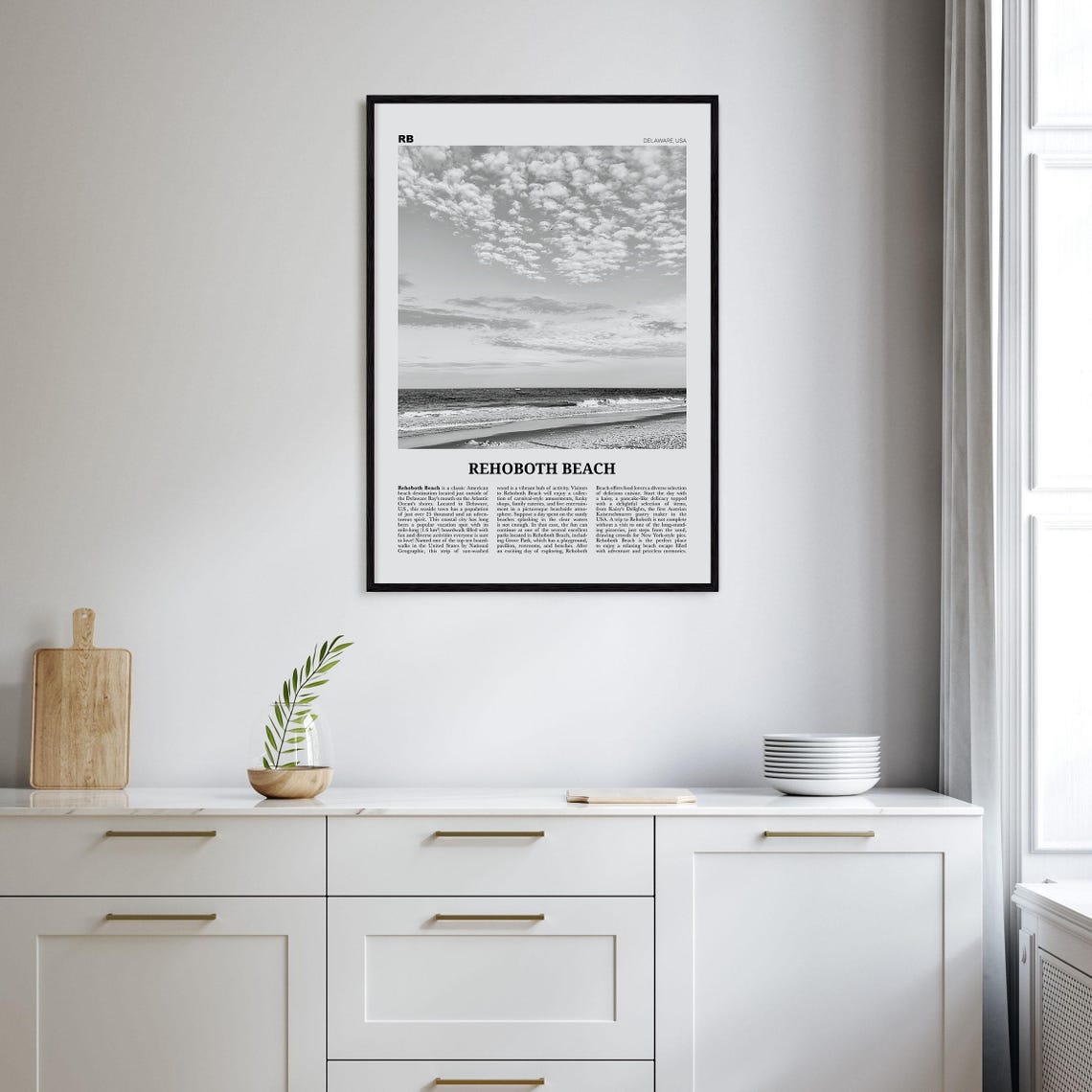 Rehoboth Beach Black-and-White Delaware Travel Poster - Image 2
