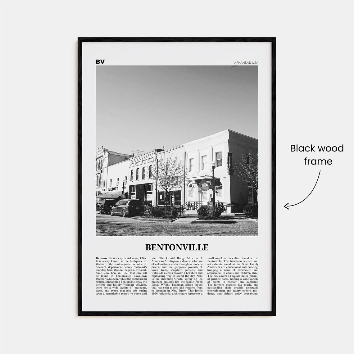 Bentonville Black and White Travel Poster, Arkansas - Image 3