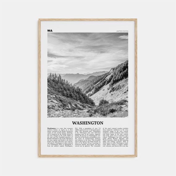 Washington State Black And White No. 2 Travel Poster