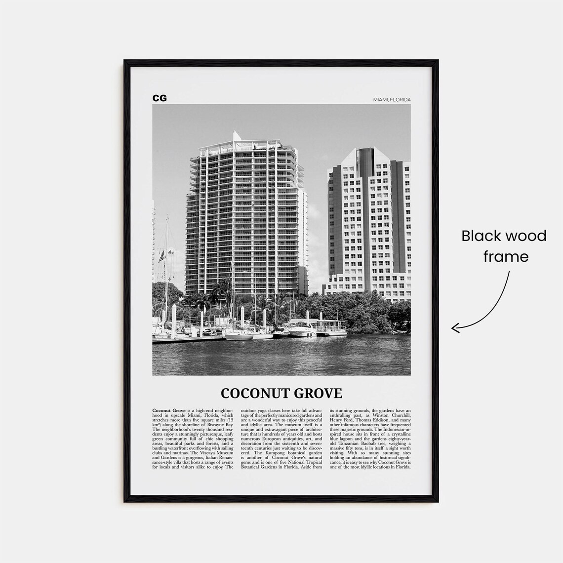 Coconut Grove, Miami Florida Travel Poster, Map - Image 3