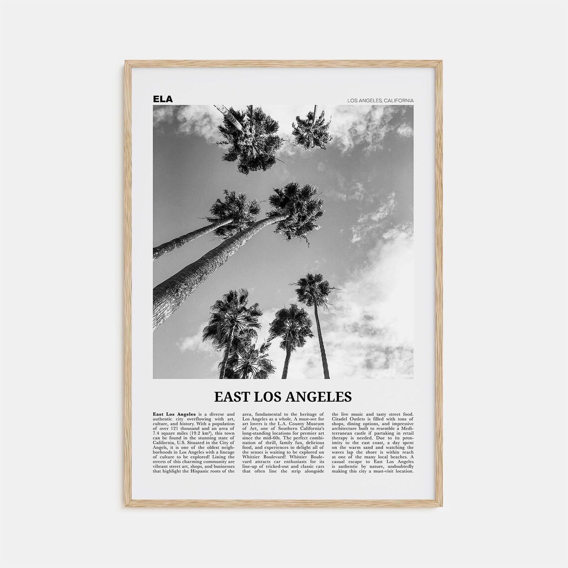East Los Angeles Black and White Travel Poster