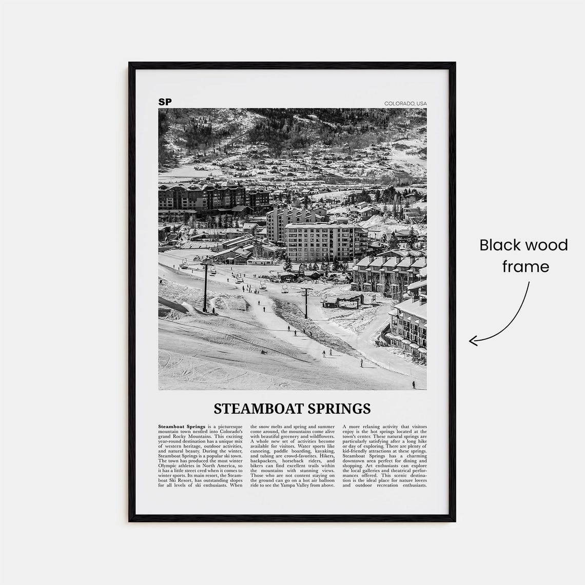 Steamboat Springs Print Black And White No 1 Steamboat Springs Wall Art Steamboat Springs Poster Steamboat Springs Photo Colorado Usa - Image 3