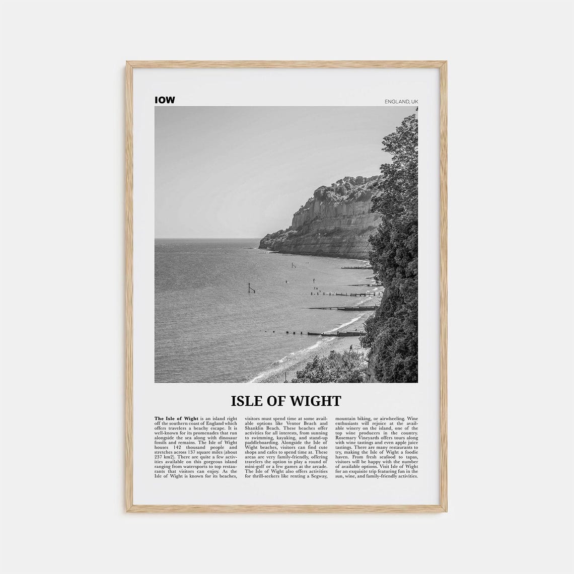 Isle Of Wight Print Black And White Isle Of Wight Wall Art Isle Of Wight Poster Isle Of Wight Photo Isle Of Wight Dcor England Uk